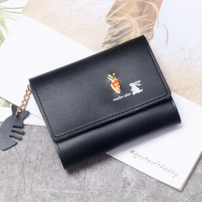 Cute Bunny Girl Three Fold Short Wallet Simple Student Small Kawaii