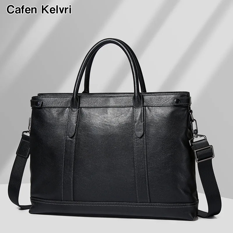 15 6-Inch Computer Bag Men S Genuine Leather Briefcase Business Leisure