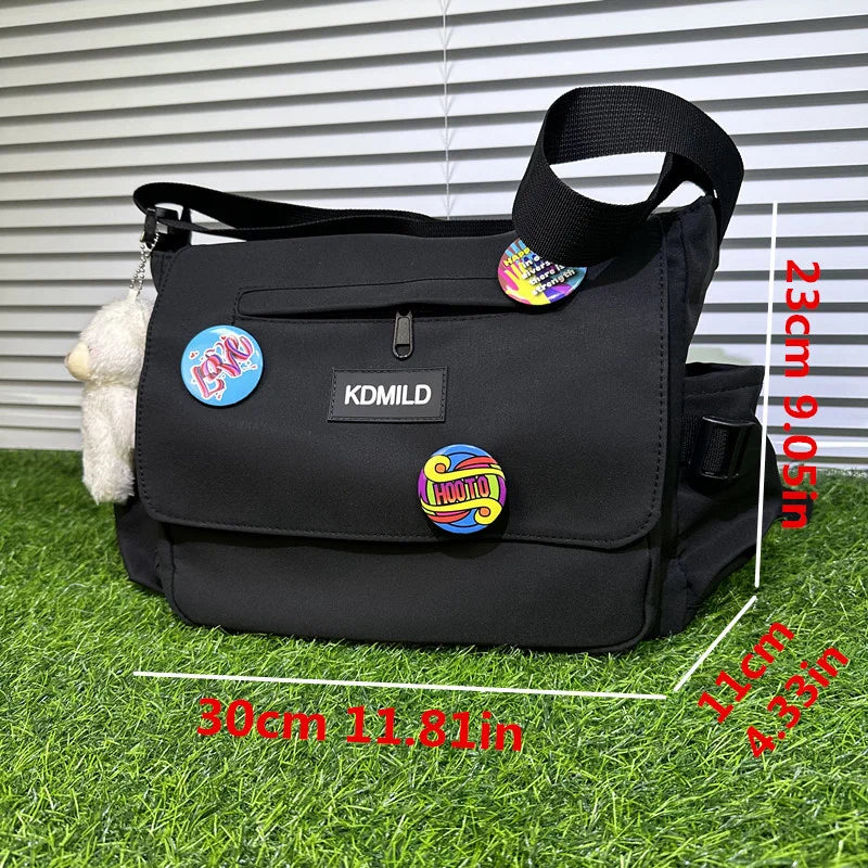Waterproof Oxford Crossbody Messenger Bag with Badge
