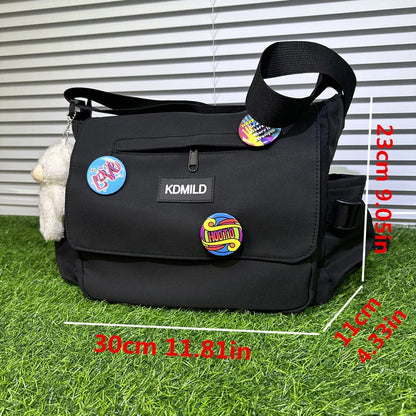 Waterproof Oxford Crossbody Messenger Bag with Badge