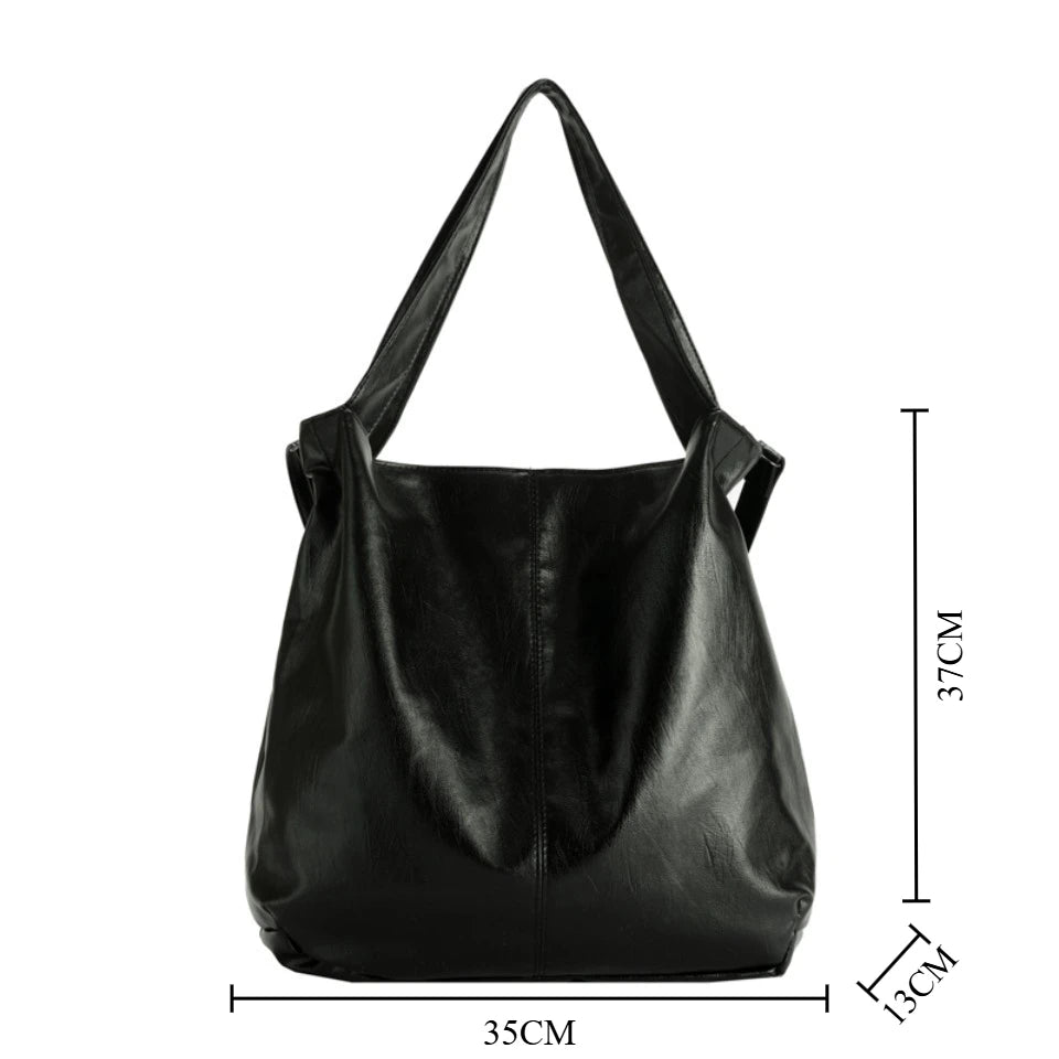 Large Capacity PU Leather Hobo Shoulder Bag for Women