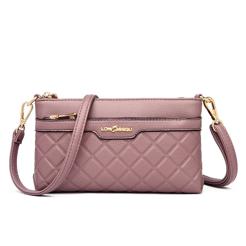 Rhombus Female Hand Holds Mobile Phone Change Large Capacity Multifunctional Commuting Soft Leather