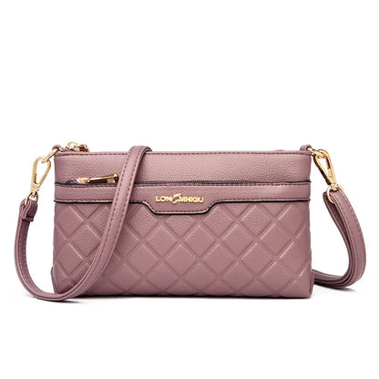 Rhombus Female Hand Holds Mobile Phone Change Large Capacity Multifunctional Commuting Soft Leather