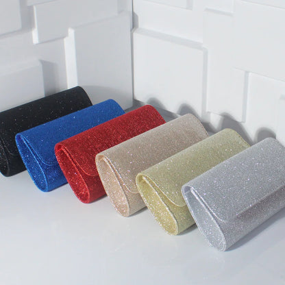 Glitter Evening Clutch Bag with Chain Strap