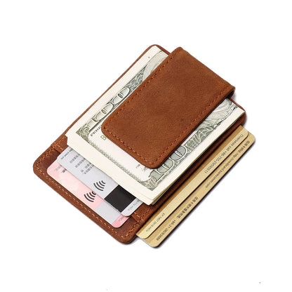 Crazy Horse Cowhide Men S Rfid Card Case Multi-Slot Magnetic Card Holder