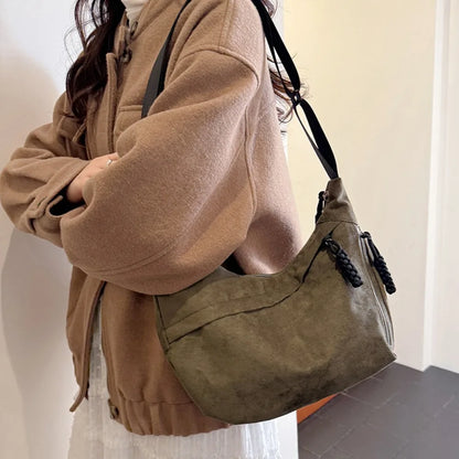Retro Large Capacity Hobo Bag Women Casual Soft Shoulder Minimalist Underarm Handbag Adjustable