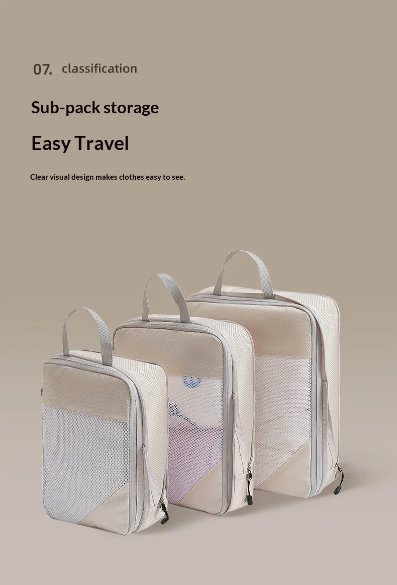 Travel Luggage Organizer 3-Piece Compression Packing Cubes