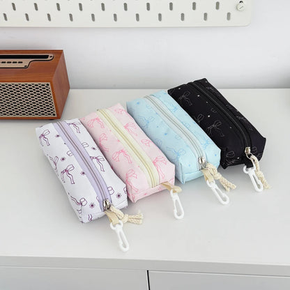 Elegant Sweet Bow Print Three Piece Backpack Set Nylon Lightweight Large Capacity Campus Commuting