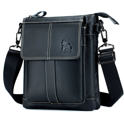Men S Genuine Leather Crossbody Bag Top Layer Cowhide Single-Shoulder Bag Retro Large-Capacity