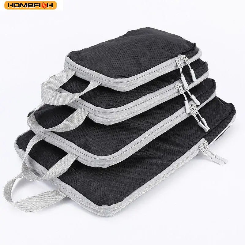 Homefish 4 Pcs Compressible Travel Organizer Bag Vertical Waterproof Multi-Functional Business