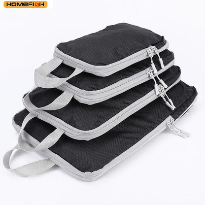 Homefish 4 Pcs Compressible Travel Organizer Bag Vertical Waterproof Multi-Functional Business