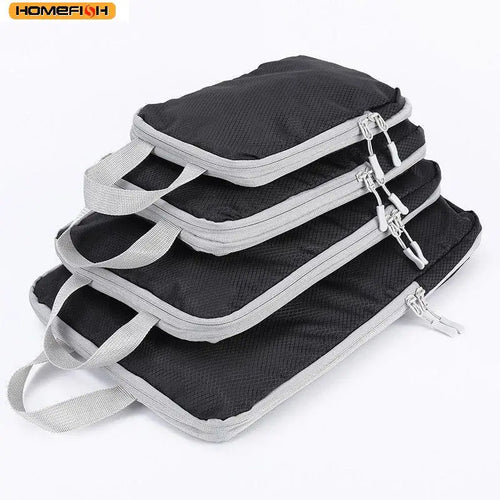 Homefish 4 Pcs Compressible Travel Organizer Bag Vertical Waterproof Multi-Functional Business