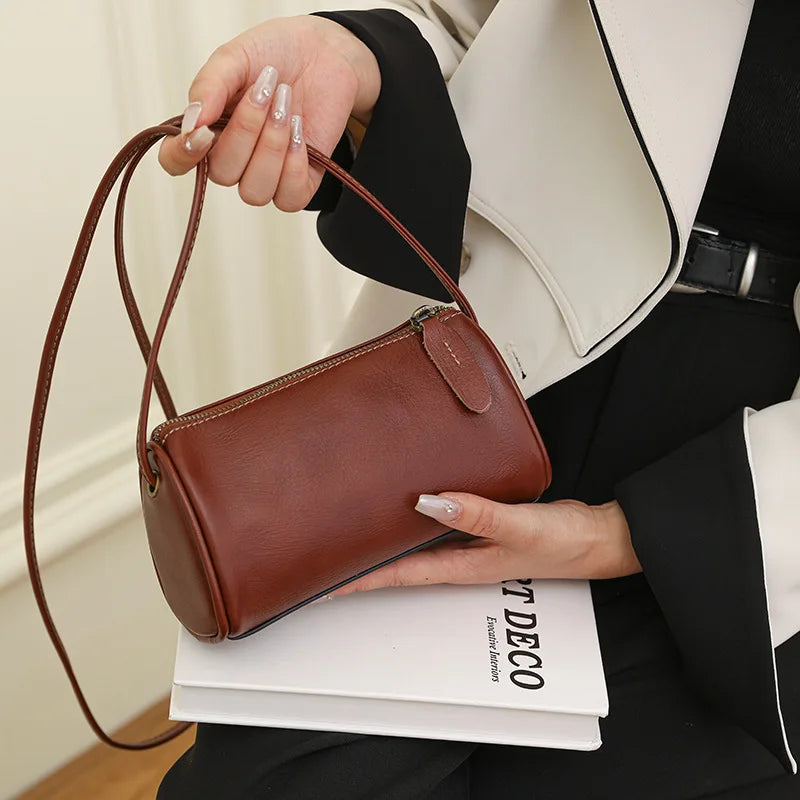 Top-Grain Cowhide Women S Mobile Phone Storage Single-Shoulder Crossbody Bag Pillow