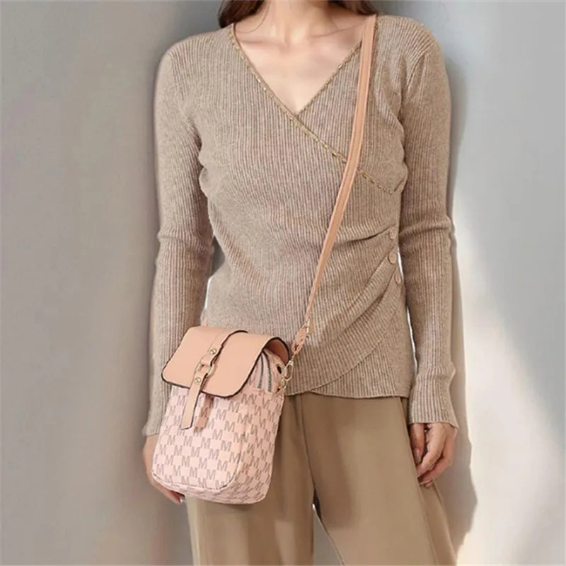 Monogram Mini Crossbody Bag – Flap Purse with Gold Hardware
