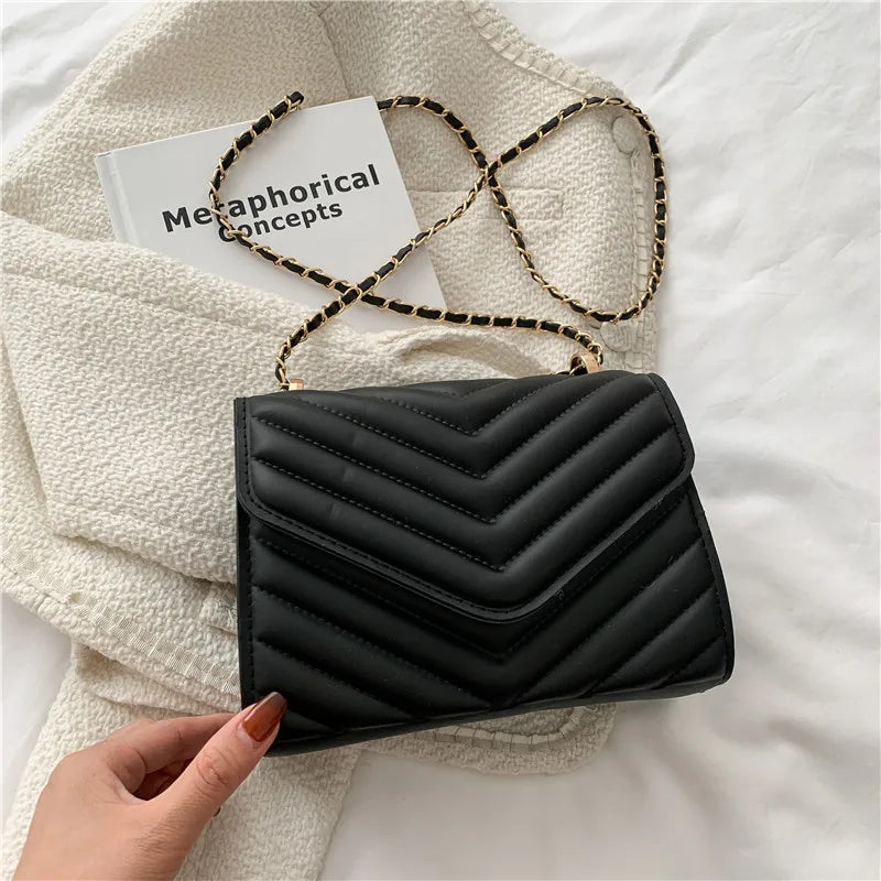 Quilted Chevron Chain Crossbody Bag – Women's Luxury Shoulder Purse