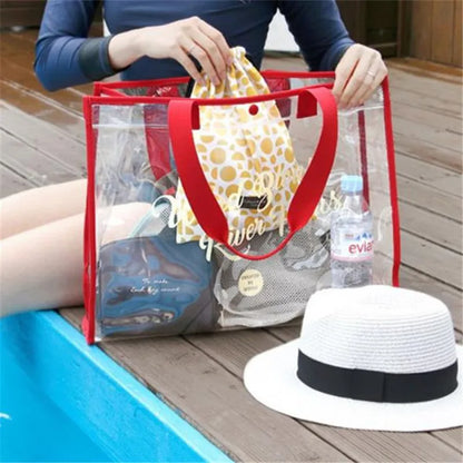Clear PVC Beach Bag – Large Waterproof Transparent Tote for Swimming & Travel