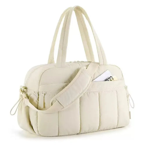 Quilted Duffle Bag for Women – Gym Tote with Crossbody Strap