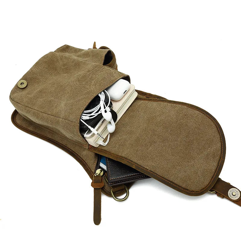 Outdoor Cycling Leg Bag Men Durable Canvas Casual Single-Shoulder Crossbody Bag Waist