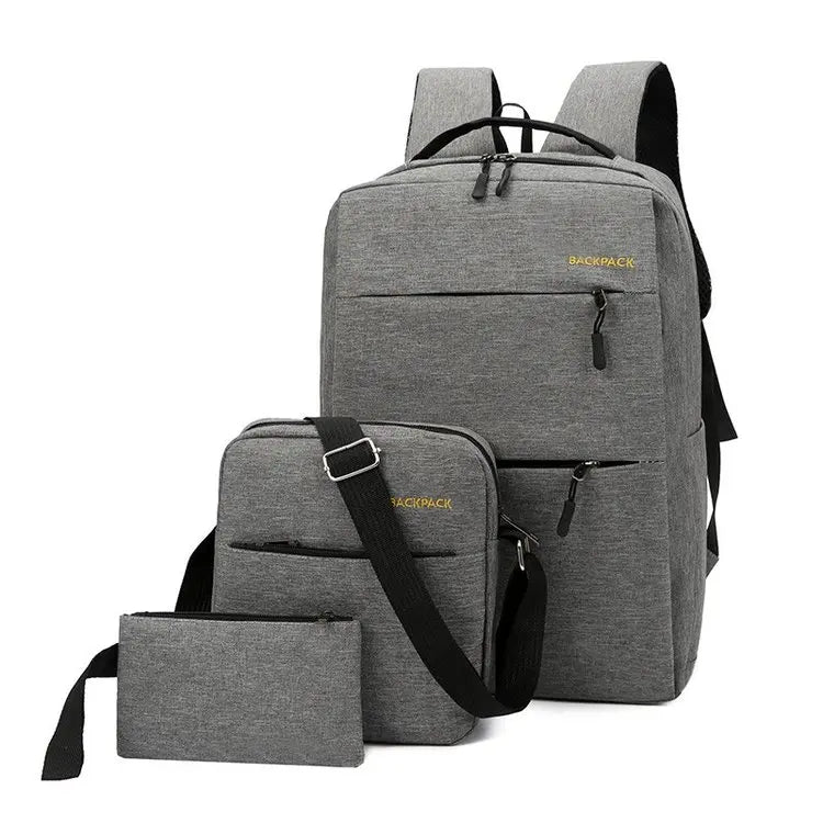 3-Piece Laptop Backpack Set with Shoulder Bag & Pouch