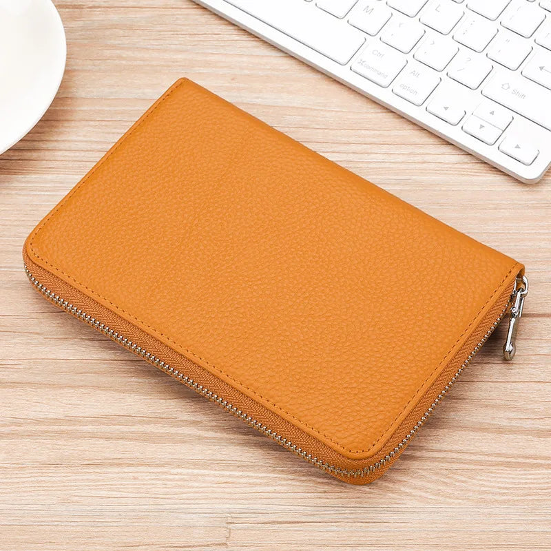 Genuine Leather Rfid Anti-Magnetic Card Case Cowhide Account Book Passbook Case Id Card Holder
