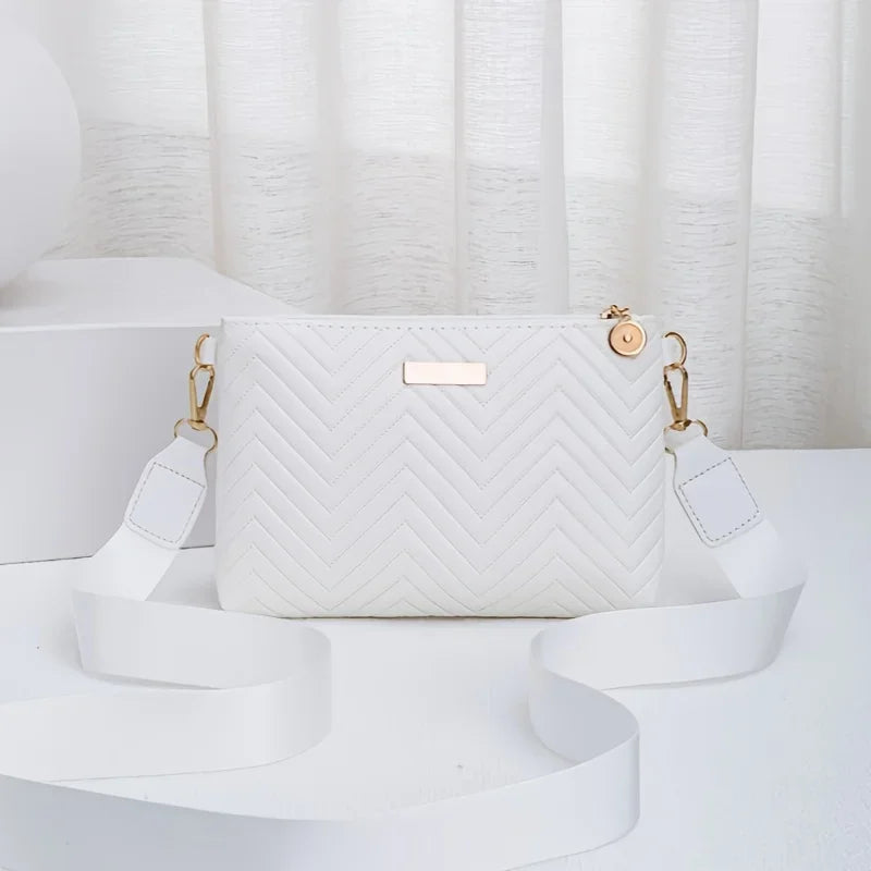 Quilted Crossbody Bag for Women – Chevron Striped Shoulder Purse