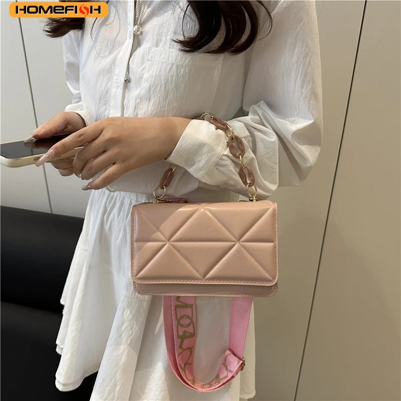 Homefish Women S Plaid Crossbody Bag Korean Style Solid Color Shoulder Small Square Bag