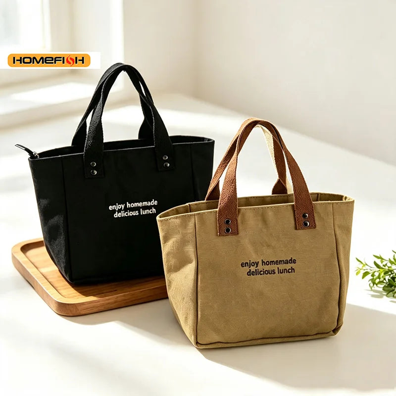 Homefish Classic Solid Canvas Tote Bag Durable Daily Shoulder Handbag Office Work Casual Carry