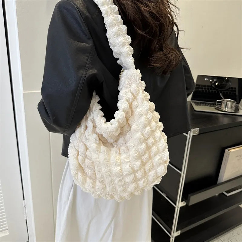 Bubble Quilted Handbag for Women – Lightweight Puffy Tote Bag