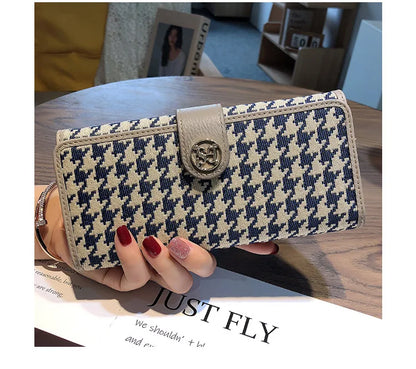 Long Purse Women S Leather Canvas Wallet Multi-Card Bag Large Capacity Mobile Phone Advanced