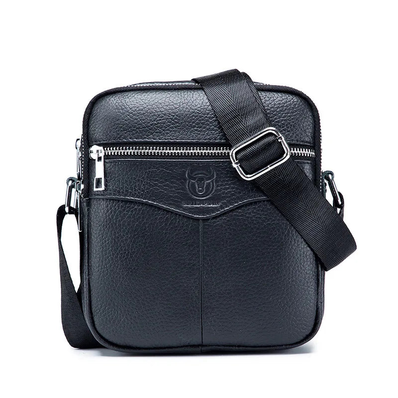 Men S Leather One Shoulder Sling Head Layer Business Leisure Vertical Student Mini Cashier Diagonal