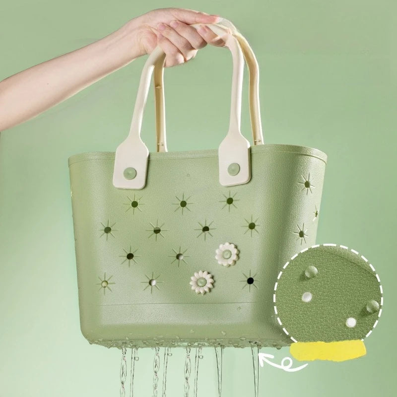Perforated Beach Handbag – Waterproof Hollow Tote Basket Bag