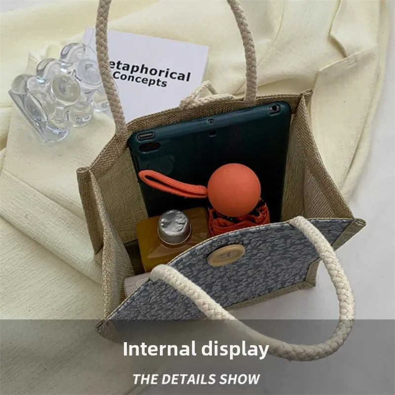 Linen Tote Bag for Women – Japanese Floral Handbag