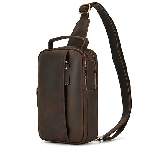 Crazy Horse Skin Breast Bag Head Layer Cowhin Retro Crossbody Outdoor Shoulder Leather Large