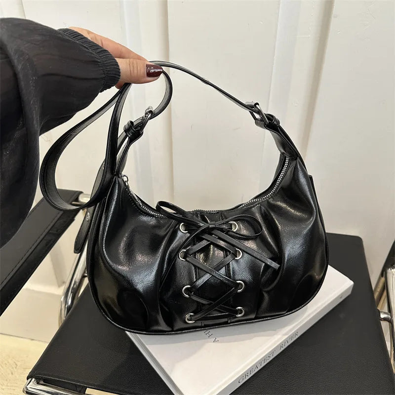 Chic Tied Bow Tie Crescent Design Tote Shoulder Crossbody Bags
