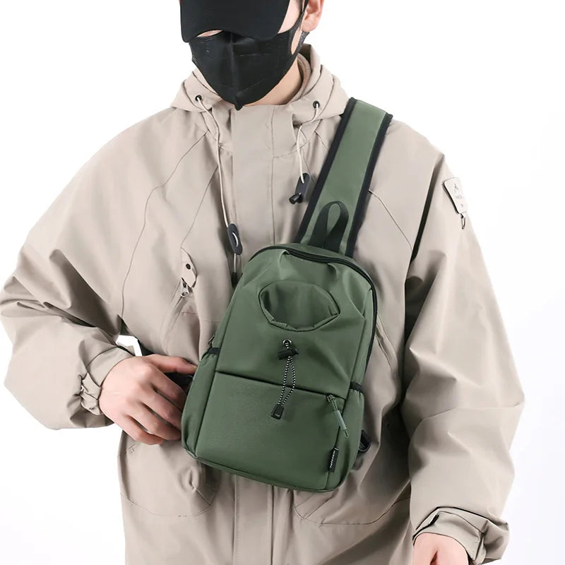 Nylon Water Cup Bag Men S Backpack Water-Repellent Single-Shoulder Chest Bag Large-Capacity