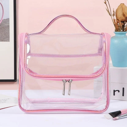 Large Capacity Clear Pvc Cosmetic Bag Waterproof Transparent Toiletry Bag Organizer Top Handle