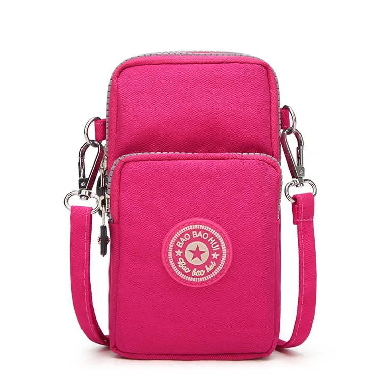 Multi Pattern Printed Crossbody Phone Bag Lightweight Nylon Purse Adjustable Strap Mini Shoulder
