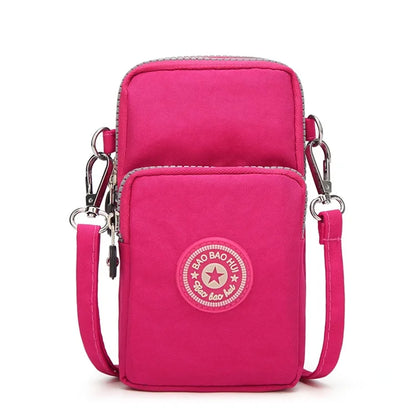 Multi Pattern Printed Crossbody Phone Bag Lightweight Nylon Purse Adjustable Strap Mini Shoulder