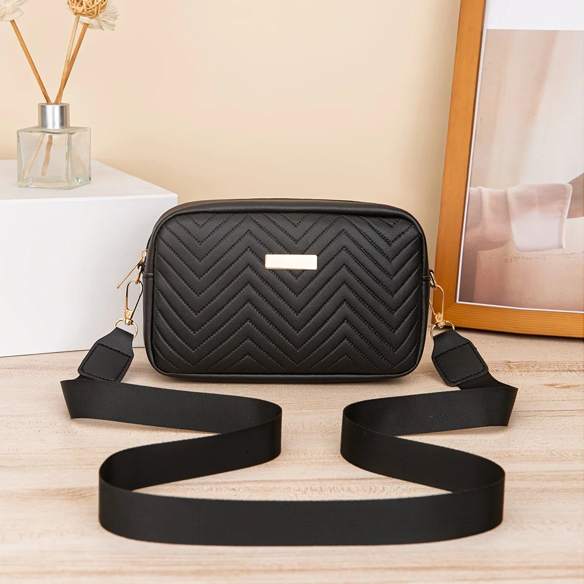Quilted Crossbody Bag – Mini PU Leather Shoulder & Phone Purse