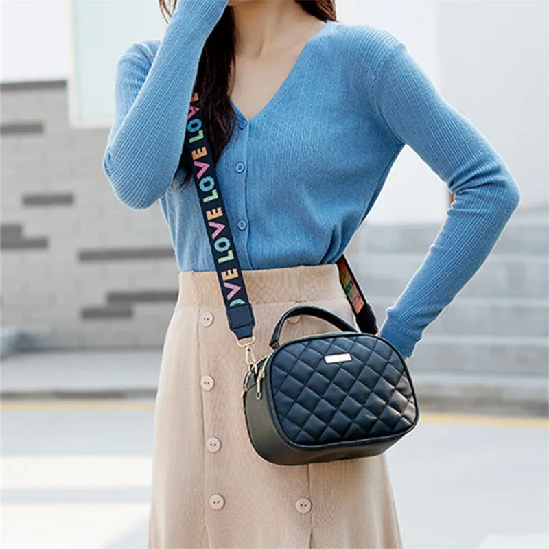 Women's Mini Crossbody Bag with Colorful Letter Strap