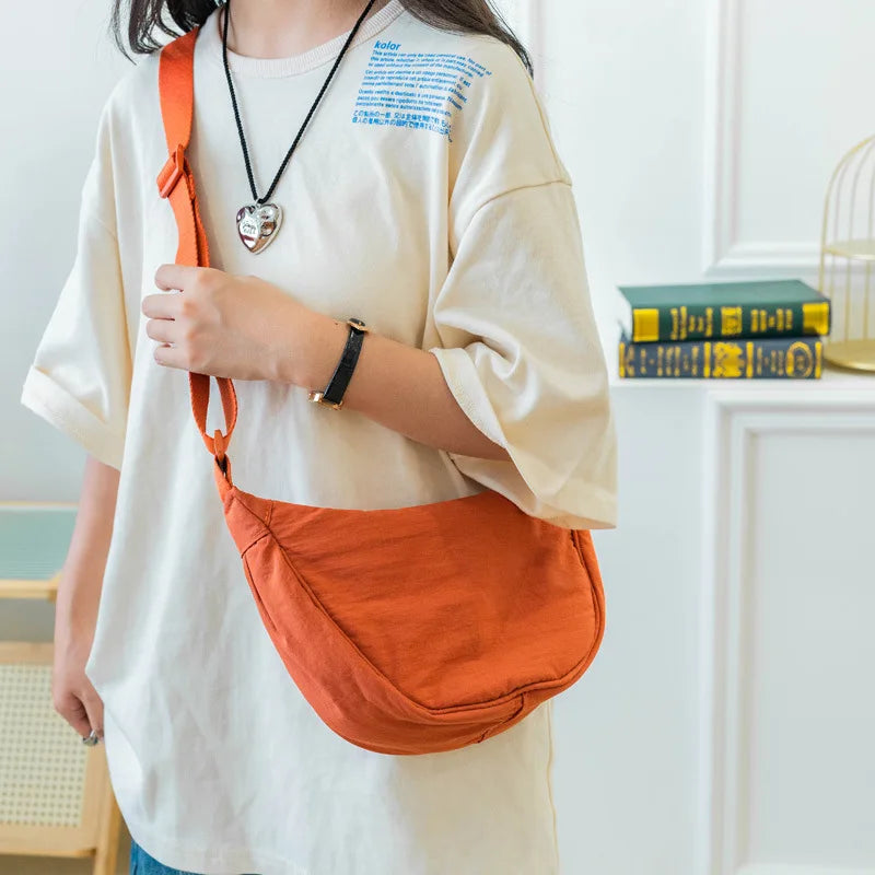 Nylon Crescent Crossbody Bag – Lightweight Women's Shoulder Bag