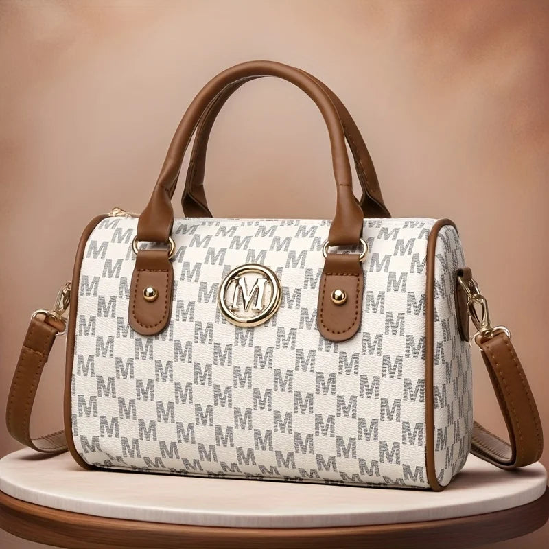 Mini M Logo Crossbody Bag for Women – Faux Leather Monogram Handbag