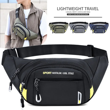 Oxford Fabric Men S Sports Durable Chest Bag Large-Capacity Multi-Pocket Cycling Crossbody Bag