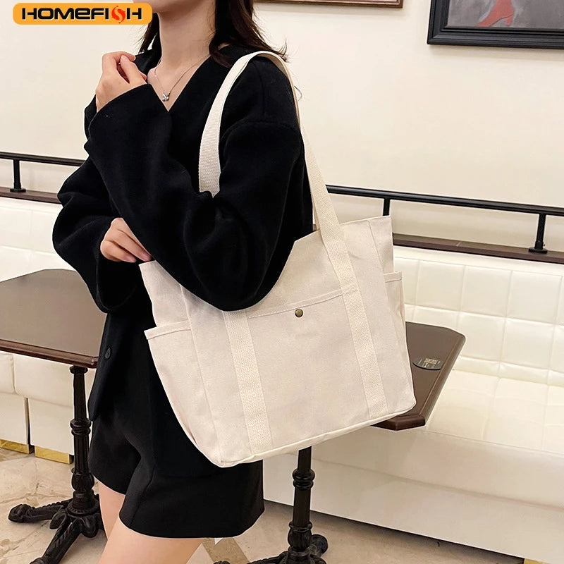 Homefish Portable Large-Capacity Canvas Bag Versatile Shoulder Bag Design Special Cloth Bag Students