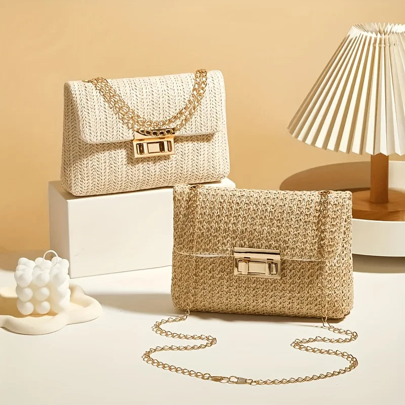 Multi-Functional Crossbody Bag Women S Elegant Woven Straw Shoulder Bags Casual Wallets Minimalist