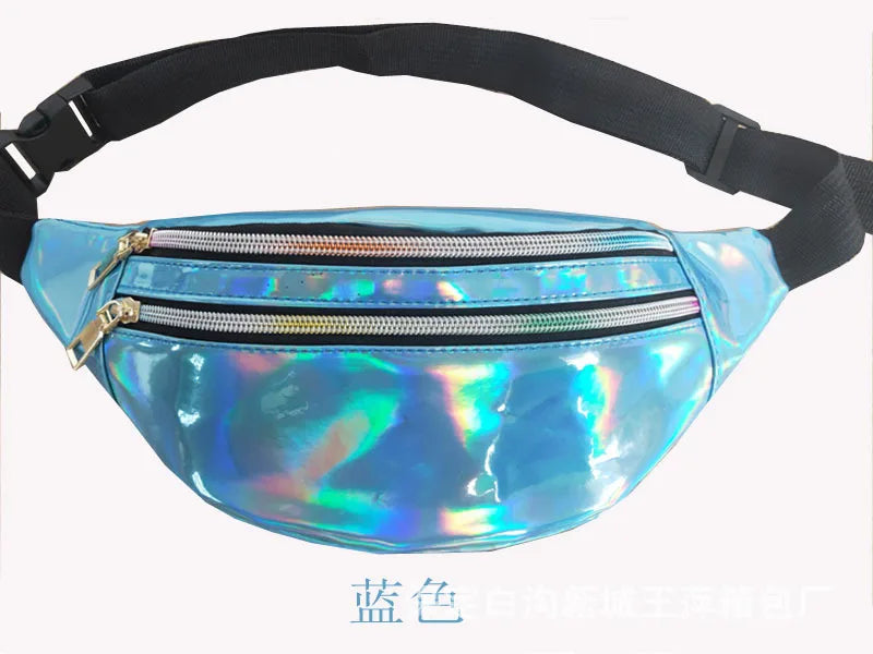 Ladies Laser Waist Bag Pu Multi-Function Color One Shoulder Sling Large Capacity Mobile Phone