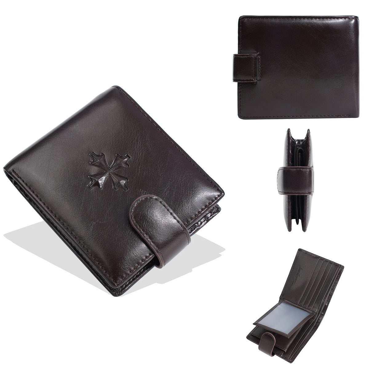Men S Large-Capacity Cash Short High-End Buckle Multi-Position Business Wallet