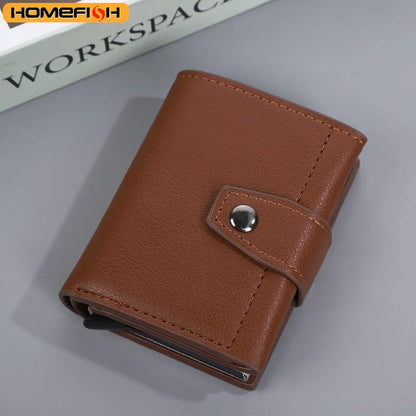 Homefish Rfid Blocking Pu Leather Slim Card Wallet Hasp Closure Mini Credit Holder Men Male Daily