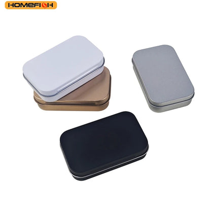 Homefish Metal Rectangular Empty Mini Tin Box Tinplate Push Candy Pill Cases Bins Jar Hinged