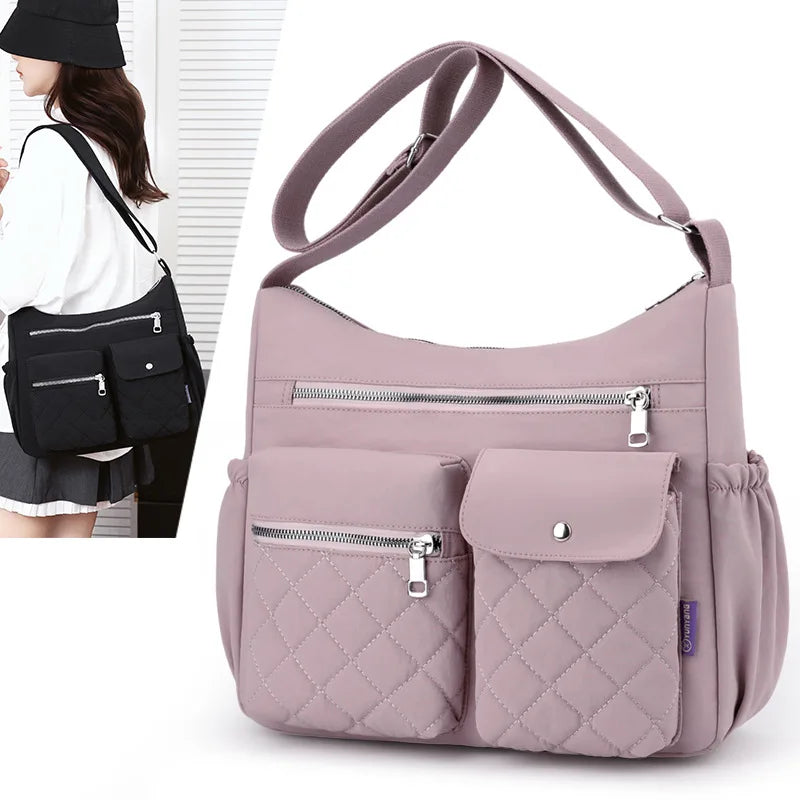 Quilted Shoulder Bag for Women – Multi-Pocket Crossbody Tote Purse